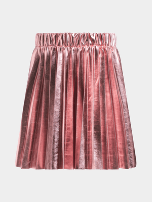 Exact Younger Girl's Pink Foiled Pleated Skirt