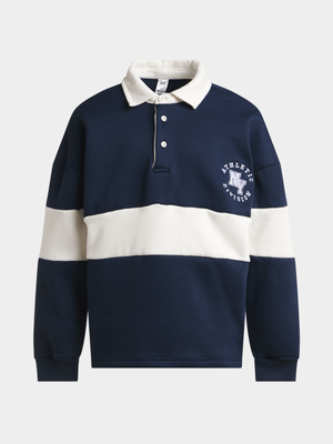 Jet Older Boys Navy/Cream Rugby Golf Shirt