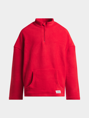 Jet Older Boys Red Fleece 1/4 Zip Active Top
