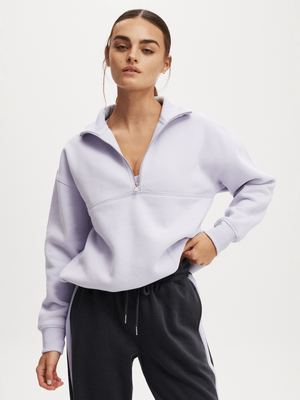 Women's Cotton On Purple Active Plush Essential Half Zip Sweatshirt