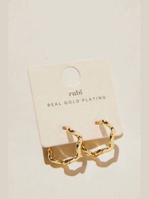 Women's Cotton On Gold Mid Hoop Earring