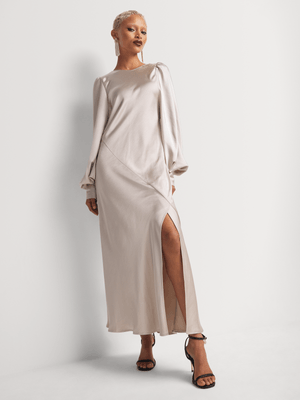 Luella Back Cowl Back Split Sleeve Slip Dress