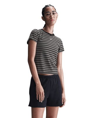 Nike Womens Sportswear Chill Knit Striped Black/White Tee