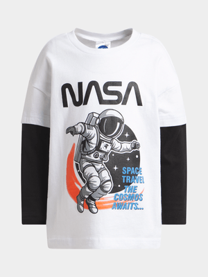 Jet Younger Boys White NASA T-Shirt