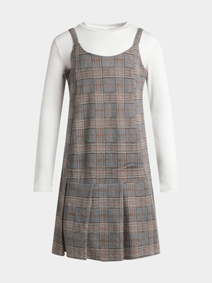 Jet Older Girls Stone/Grey Pinafore Dress