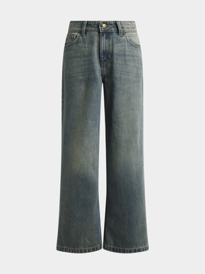 Jet Teen Girls Tea Stained Wide Leg Jeans