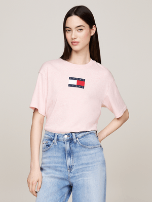 Women's Tommy Hilfiger Pink Rlx Melange Flag T-shirt