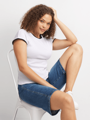 Jet Women's White/Black Ribbed T-Shirt