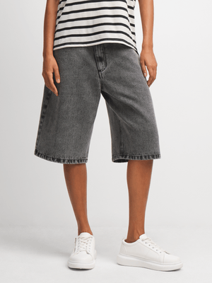 Exact Women's Grey Denim Bermuda Shorts