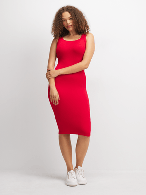 Jet Women's Red Square Neck Dress
