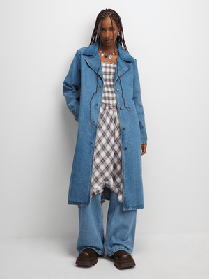 The FIX Women's Light Wash Denim Trenchcoat
