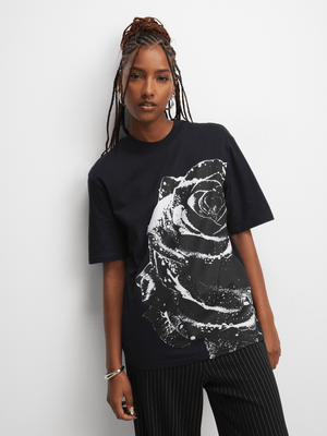 The FIX Women's Black Rose Graphic Top