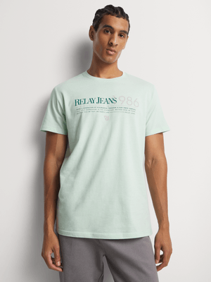 Men's Relay Jeans Slim Fit Paragraph Mint Graphic T-Shirt