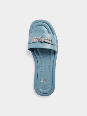 Jet Women's Blue Diamante Pool Slide