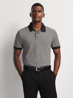 Men's Markham Textured Stripe Button Black/Milk Golfer