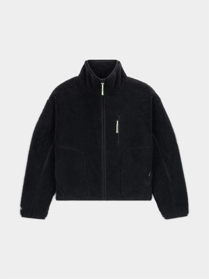 Converse Women's Black Full-Zip Sherpa Jacket