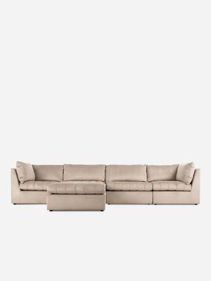 Oslo 5 Pc Modular Couch LuxGuard Velvet Stone