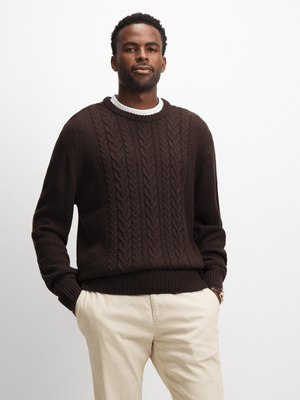 Exact Men's Brown Cable Knit Jersey