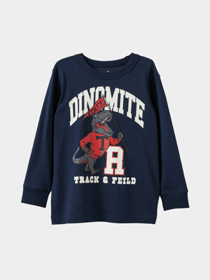 Cotton On Kids Boy Navy Long Sleeve Jonny T-Shirt