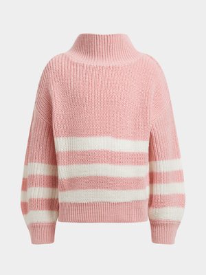 Exact Older Girl's Pink & White Striped Jersey