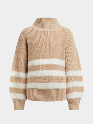 Exact Older Girl's Natural & White Striped Jersey