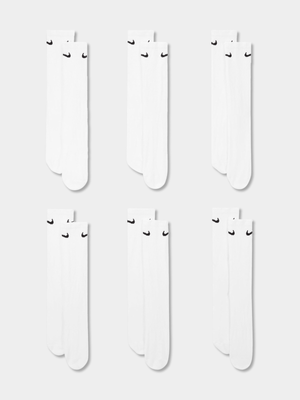 NIke Unisex 6 Pack Everyday Cushion Plus Crew White Socks