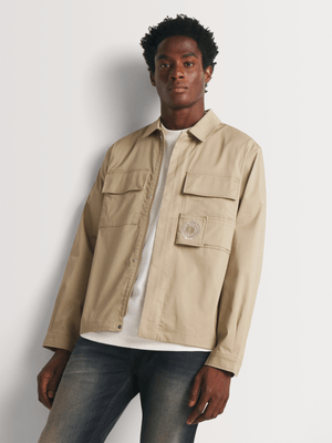 Fabiani Men's Ecru Utility Overshirt