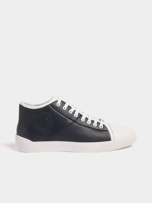 Fabiani Men's Navy Leather Cutline High Top Sneaker