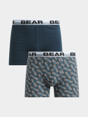 Jet Men's Navy/Geo Print 2 Pack Trunks