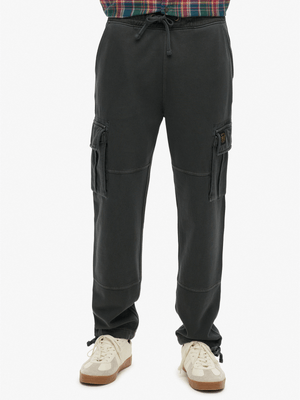 Men's Superdry Black Contrast Stitch Cargo Jogger