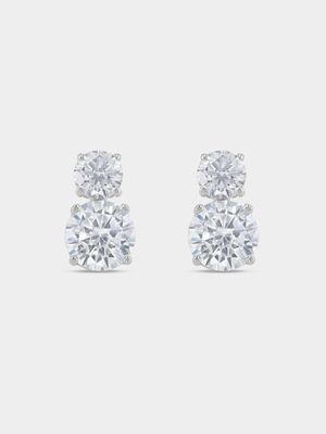 Cheté Sterling Silver Cubic Zirconia Women’s Vintage-Style Double Stud Earrings