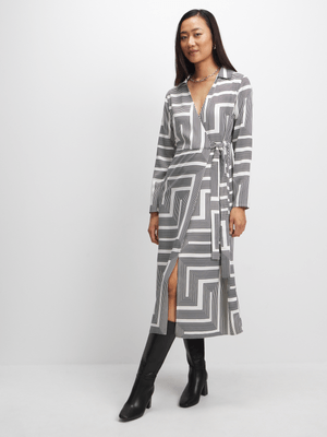 Exact Women's White & Black Wrap Dress