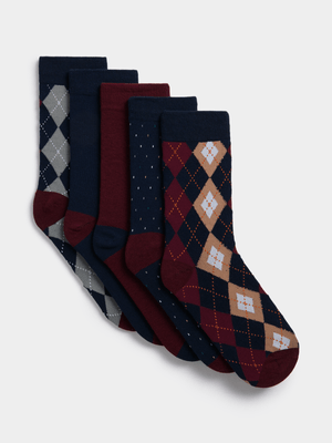 Men's Markham 5 Pack Argyle Multicolour Socks