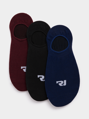 Men's Relay Jeans 3 Pack Invisible Burgundy/Navy Socks