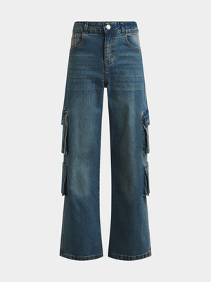 Jet Teen Girls Stained Cargo Jeans