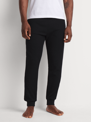 Men's Markham Cuffed Waffle Sleepwear Black Knit Pant