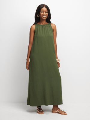 Exact Women's Green Trapeze Maxi Dress