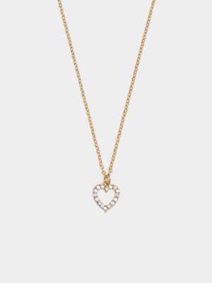 Exact Women's Gold Heart Diamante Necklace