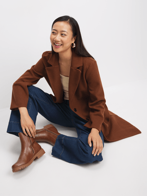 Exact Women's Brown Melton Coat