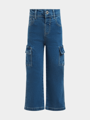 Exact Older Girl's Mid Wash Utility Straight Leg Jeans