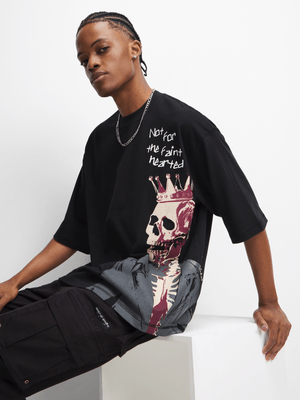 Redbat Men's Black Oversized T-Shirt