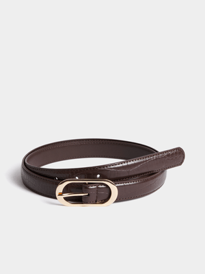 Croc Slim Oval Buckle Narrow Belt