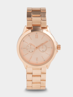 Exact Women's Rose Gold Metal Link Watch