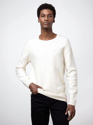 Men's Polo Cream Ls Boucle Crew Neck Knitwear