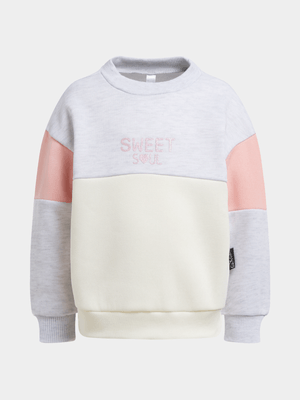 Exact Older Girl's Grey & Pink Colourblock Sweat Top