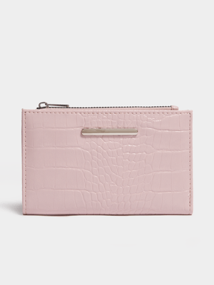 Exact Women's Pink Foldover Croc Wallet