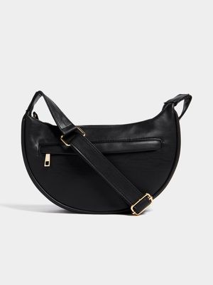 Exact Women's Black Half Moon Crossbody Bag