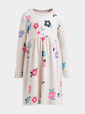 Exact Younger Girl's Natural Floral Print Skater Dress