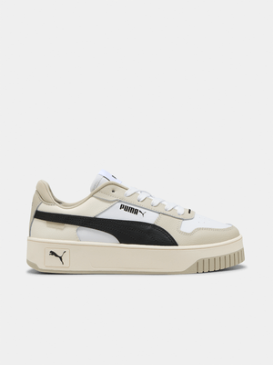 Puma Womens Carina Street White/Black/Desert Dust Sneakers