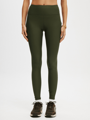 Women's Cotton On Green Active Fleece Lined Outdoor Full Length Tights